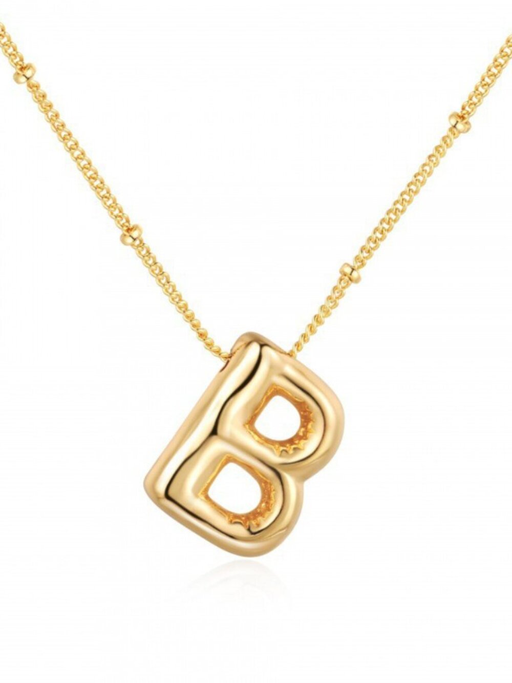 18K Gold Plated Initial B Pendant Necklace Bubble Balloon Letter Personalized
